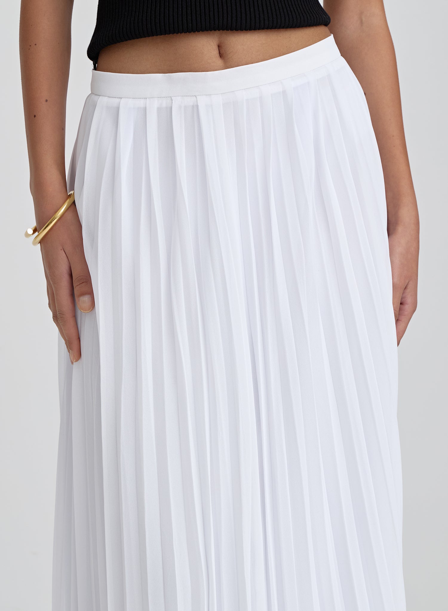 White Pleated Maxi Skirt